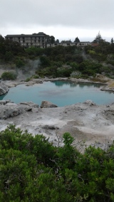 Blue lake at Te Puia in the geothermal valley
